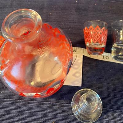 Vintage 1950-60s Red Diamond Glass Decanter