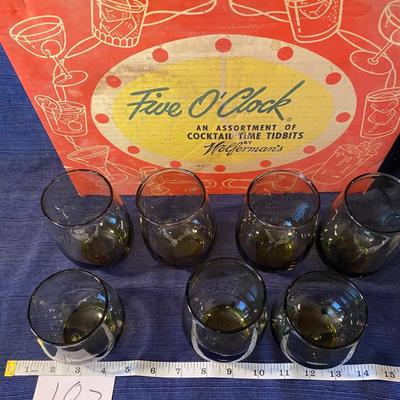 Vintage Cocktail Box and Libby Wine Glasses