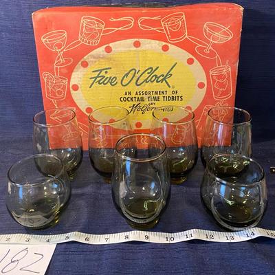 Vintage Cocktail Box and Libby Wine Glasses
