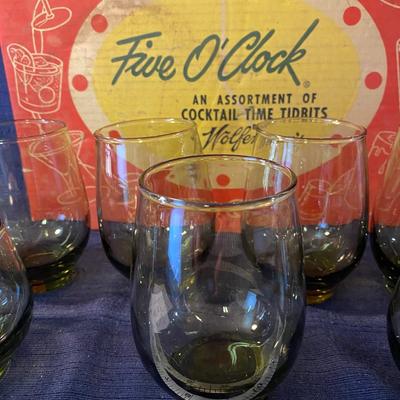 Vintage Cocktail Box and Libby Wine Glasses