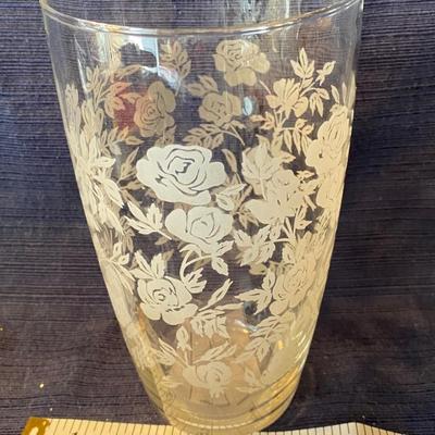 Vintage White Rose Glass Vase