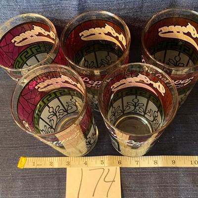 Set of 5 Vintage 1980s Dr Pepper Drinking Glasses