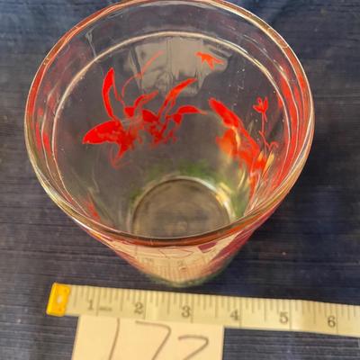 Vintage Red Ducks w/Green Cattails Glass