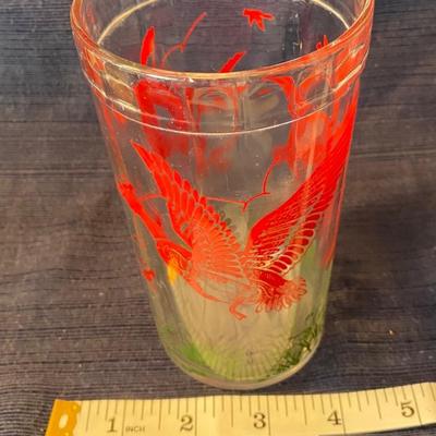 Vintage Red Ducks w/Green Cattails Glass