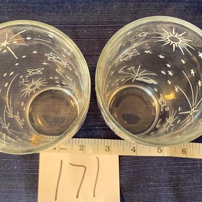 Set of 2  MCM Space Atomic Theme Glasses