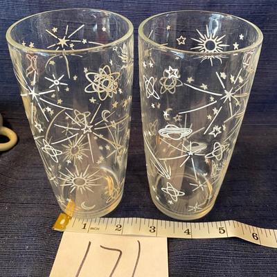 Set of 2  MCM Space Atomic Theme Glasses