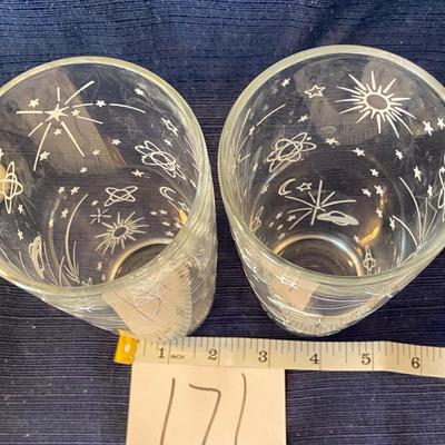 Set of 2  MCM Space Atomic Theme Glasses