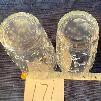 Set of 2  MCM Space Atomic Theme Glasses