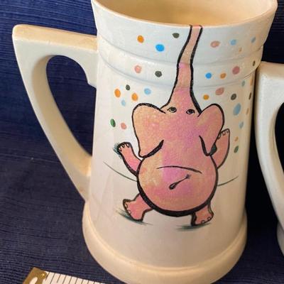 Vintage Hand Painted Elephant Mugs