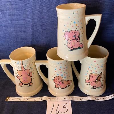 Vintage Hand Painted Elephant Mugs