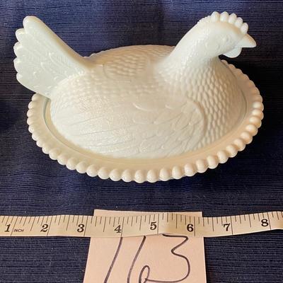 Milk Glass Hen on Nest