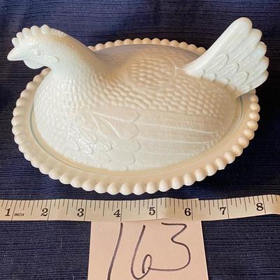 Milk Glass Hen on Nest