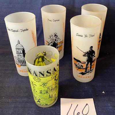Vintage Frosted Kansas Collector Glasses
