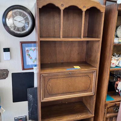 Vintage Oak Bookcase Sectretary desk 78