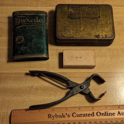 Antique Tins, Rivets, and Pliers