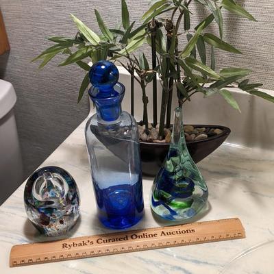 Collection of 3 Colored Decorative Glassware