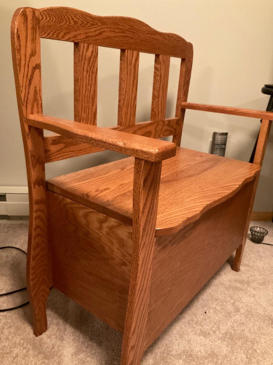 Small wood bench with storage