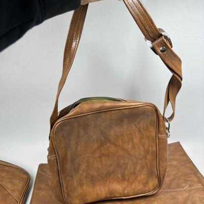 Vintage Matching Lot of Jet Flite Luggage Brown Zippered Garment Bag, Toiletry Bag, Satch Travel Bag & More