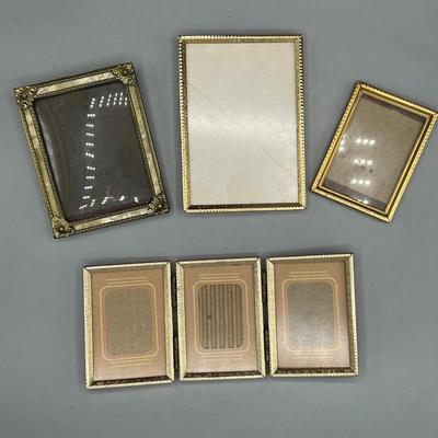 Mixed Lot of Small Gold Tone Brass Picture Photo Frames