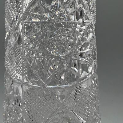Large Vintage Cut Crystal Sawtooth Edge Flower Vase