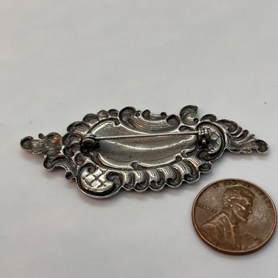 ART NOUVEAU STYLE PIN SILVER PLATE? 