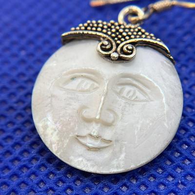 .925 M.O.P. CARVED MAN IN THE MOON EARRINGS