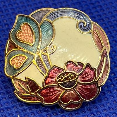 LOVELY CLOISONNE FLORAL EARRINGS PAIR