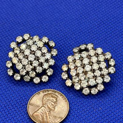 VINTAGE RHINESTONE SQUARES EARRINGS