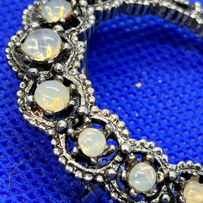 VINTAGE OPALESCENT CRESCENT SHAPE PIN  