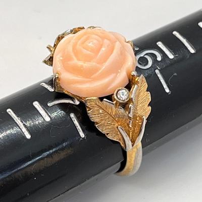 LOVELY PINK ROSE RING SIZE 7