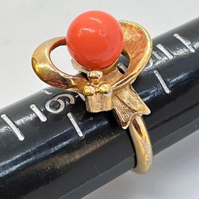 CORAL COLORED ORB RING SIZE 5-1/2
