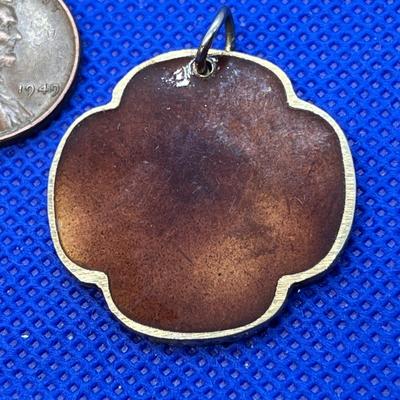 CLOISONNE ENAMEL FLORAL DESIGN PENDANT