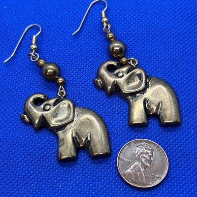 BRASS ELEPHANT PIERCED EARRINGS