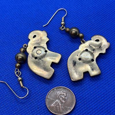 BRASS ELEPHANT PIERCED EARRINGS