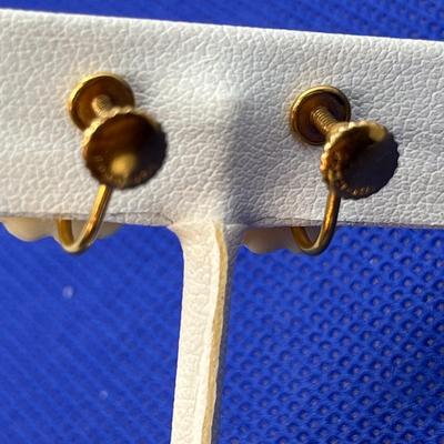 VINTAGE BILLIKEN IVORY 1/20 12K G.F. EARRINGS