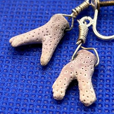 STERLING SILVER CORAL BITS EARRINGS