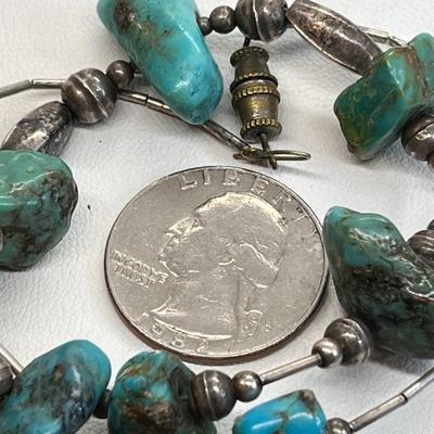 CHUNK TURQUOISE NECKLACE SILVER STRAND