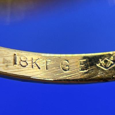 18K G.E. RING w/ DARK AMBER STONE