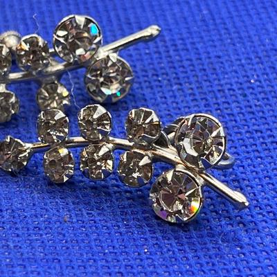 TWIG DESIGN CLEAR RHINESTONE EARRINGS