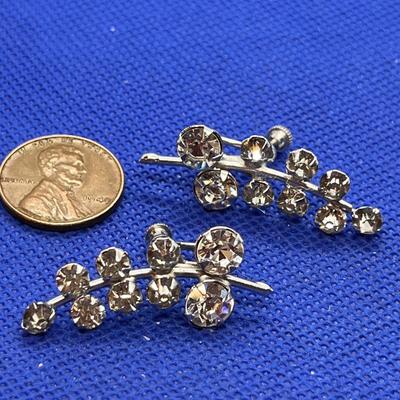 TWIG DESIGN CLEAR RHINESTONE EARRINGS