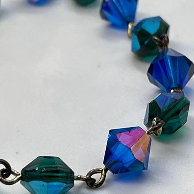 VINTAGE BLUE CRYSTALS BRACELET SOME IRIDESCENT