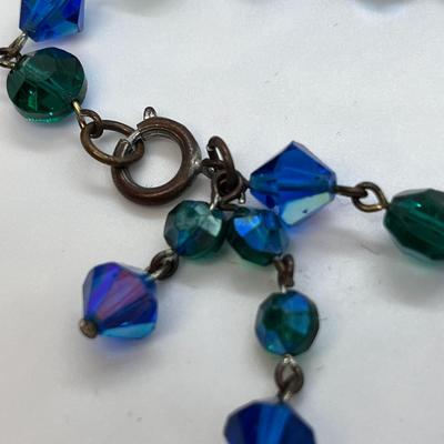 VINTAGE BLUE CRYSTALS BRACELET SOME IRIDESCENT