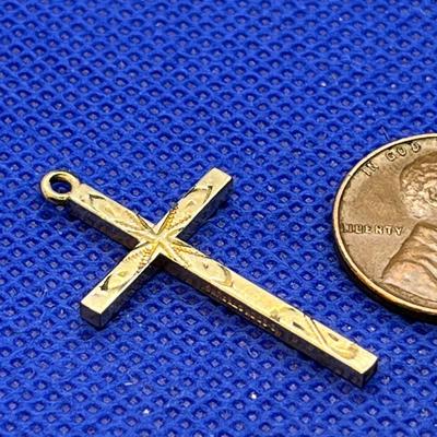 1-1/4â€ CROSS GOLD ON STERLING PENDANT