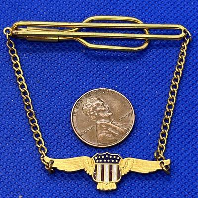 EXCELLENT MENâ€™S TIE BAR U.S.A. WINGED SHIELD