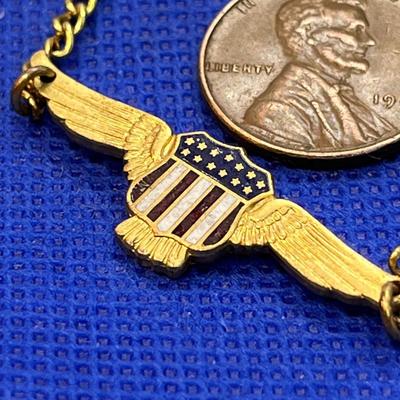 EXCELLENT MENâ€™S TIE BAR U.S.A. WINGED SHIELD
