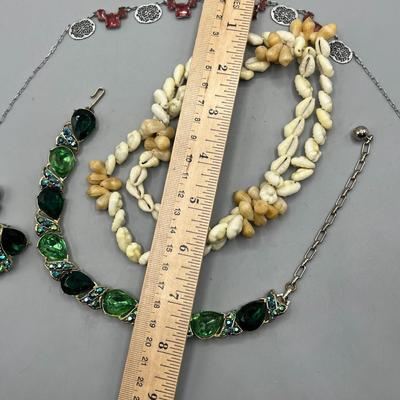 Lot of Costume Jewelry Faux Seashell Beaded Necklaces & Matching Earrings