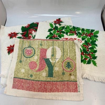 Lot of Three Christmas Holiday Hand Dish Towels
