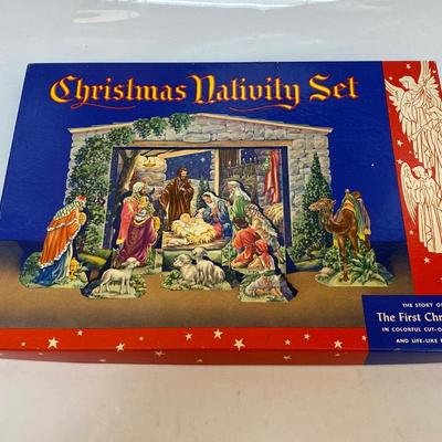Vintage Christmas Nativity Cardboard Cutout Set and Stencil Kit