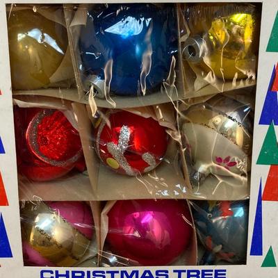 Mixed Style Lot of Vintage Glass Christmas Tree Holiday Ornaments Santa Land Shiny Brite