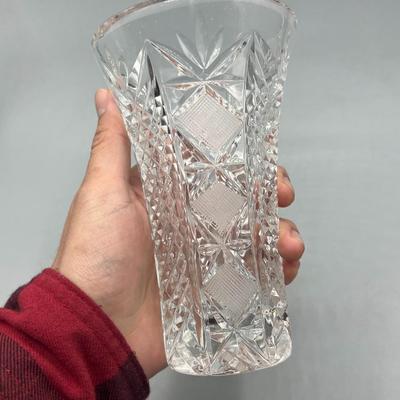 Vintage Crystal Cut Glass Medium Sized MCM Decor Flower Vase
